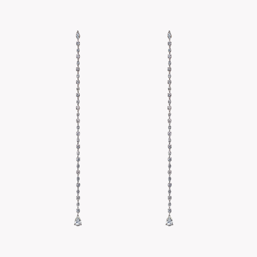 Oval Shaped Diamond Cluster Dangling Earrings