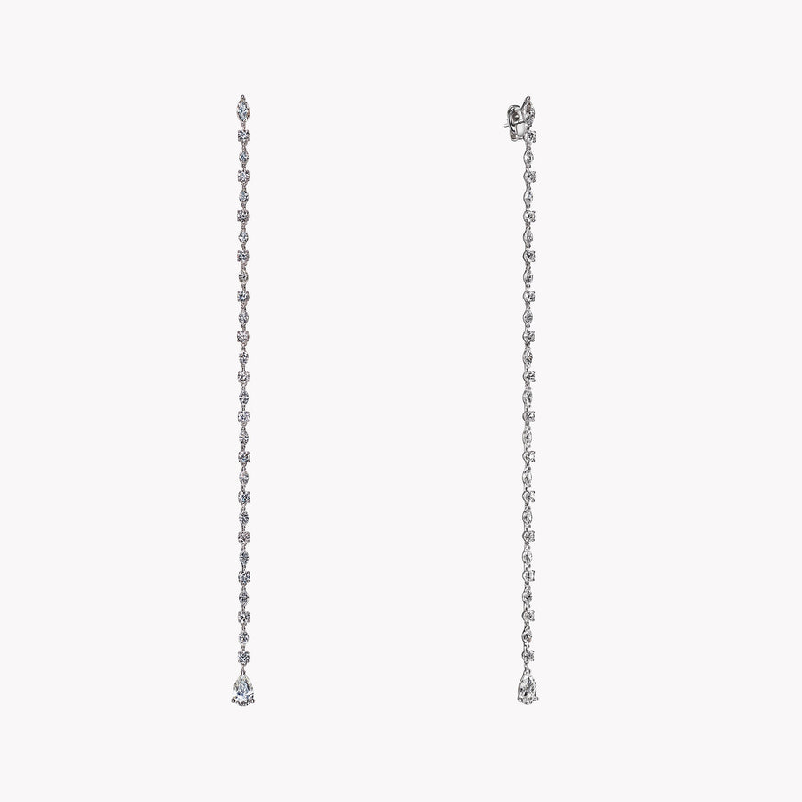Oval Shaped Diamond Cluster Dangling Earrings
