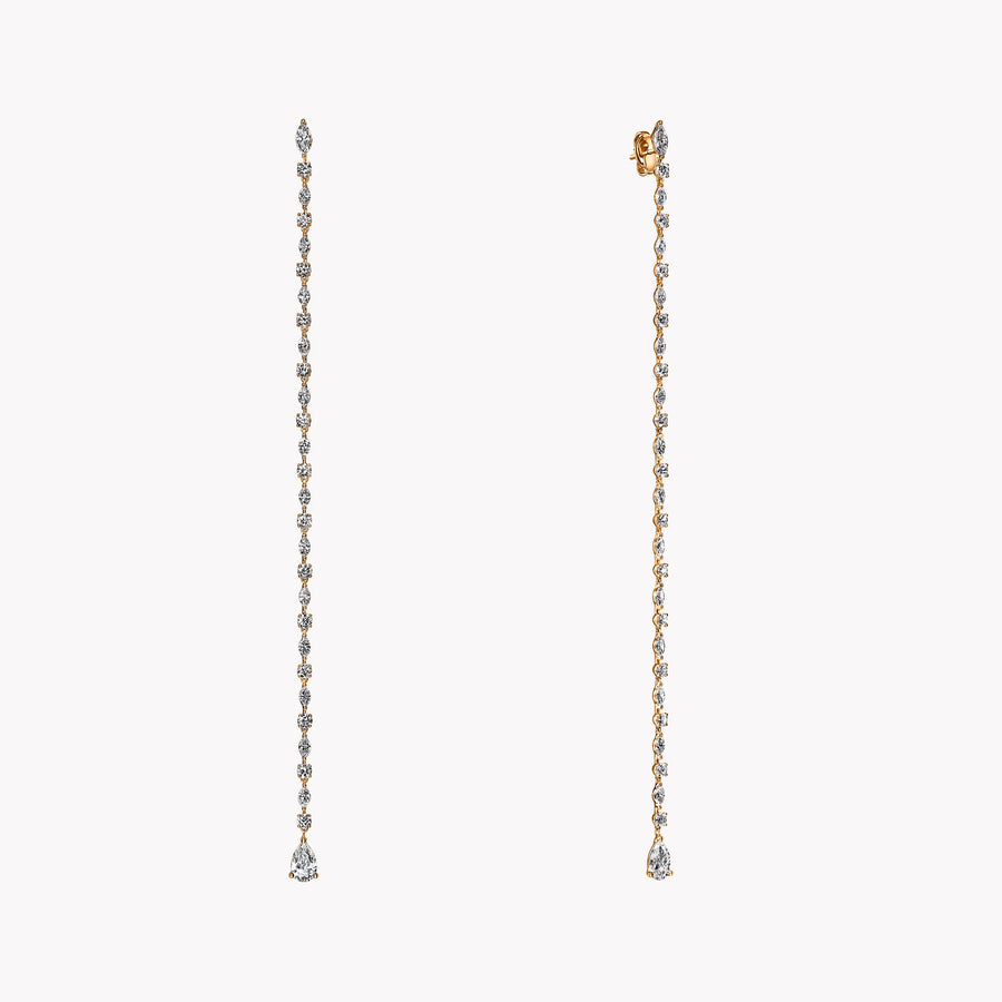 Oval Shaped Diamond Cluster Dangling Earrings