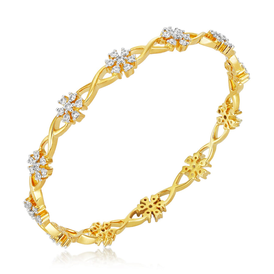 Round Diamond Flower Bangle