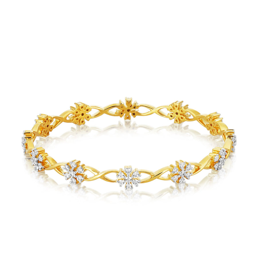 Round Diamond Flower Bangle