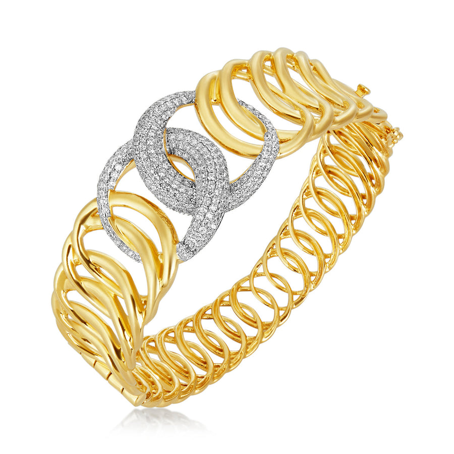 Inter-linked Bangle with Diamond Motif