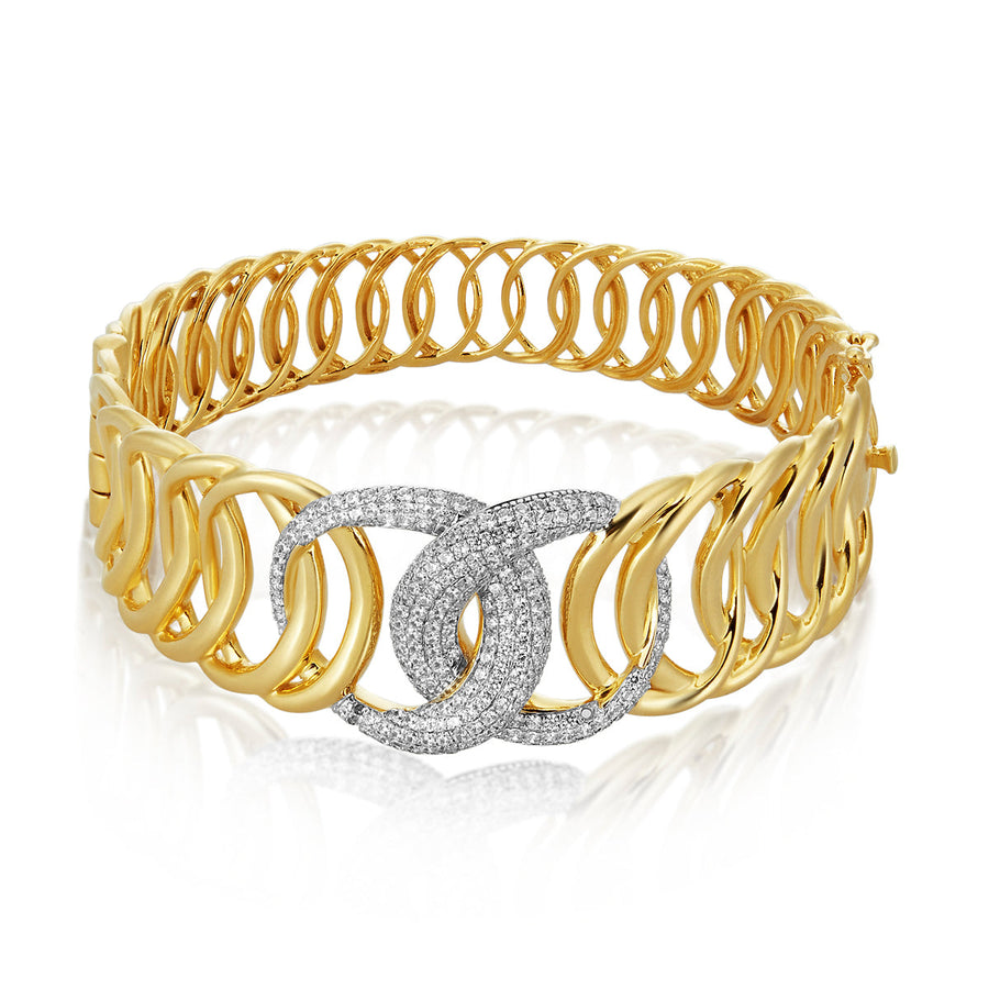 Inter-linked Bangle with Diamond Motif