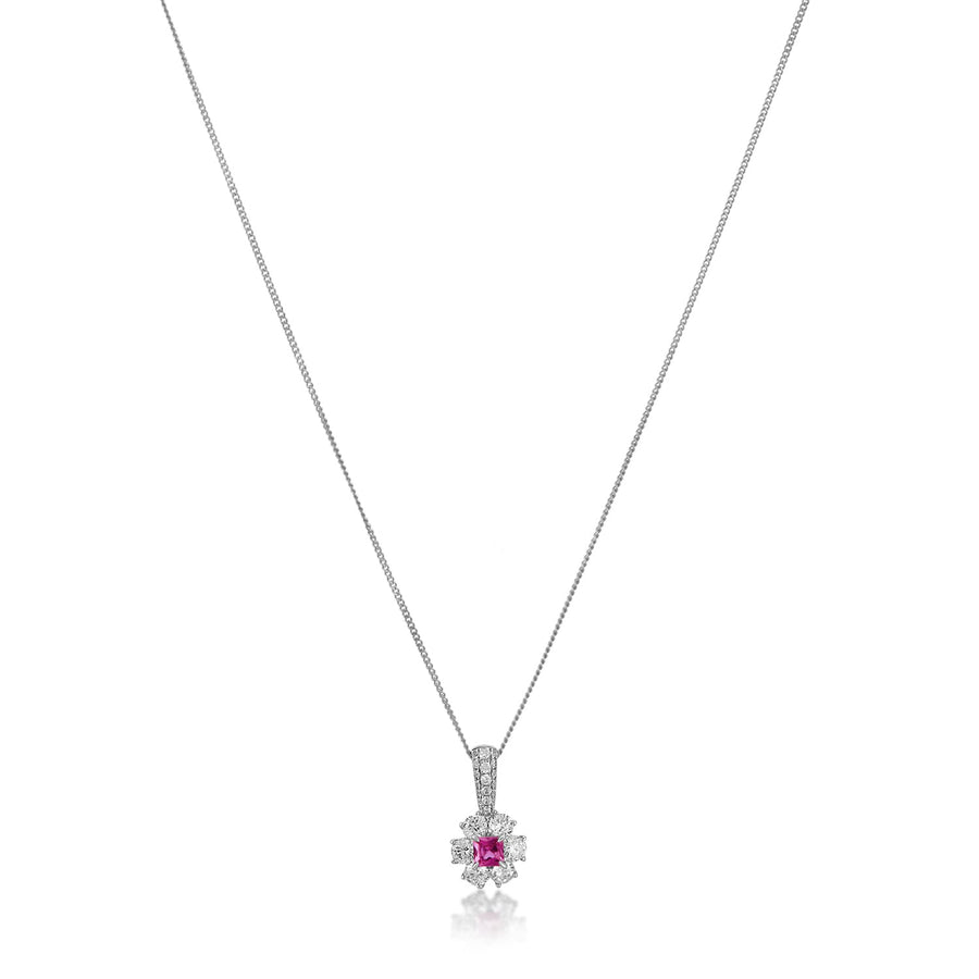 Pink Saphhire Diamond Flower Pendant